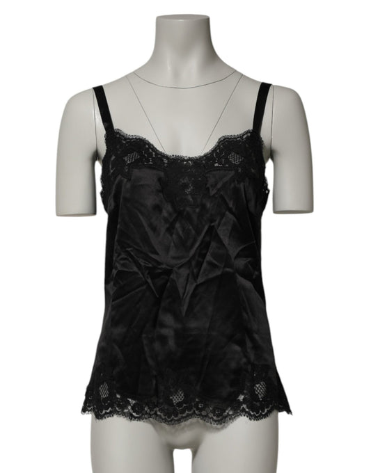 Dolce & Gabbana Black Silk Floral Lace Tank Lingerie Top Underwear – IT2 | S par Dolce & Gabbana | Disponible sur Sandy Store ByNet