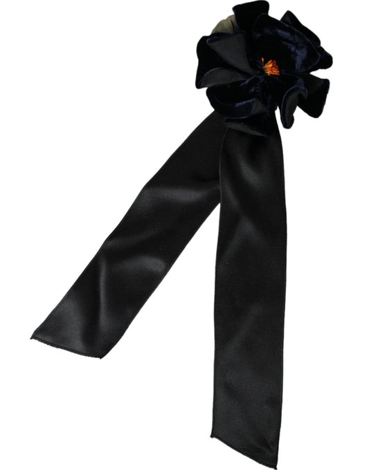 Dolce & Gabbana Black Silk Gold Brass Floral Hair Pin Brooch – par Dolce & Gabbana | Disponible sur Sandy Store ByNet