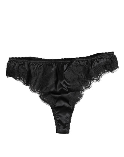 Dolce & Gabbana Black Silk Lace Stretch Bikini Panty Underwear – IT3 | M par Dolce & Gabbana | Disponible sur Sandy Store ByNet