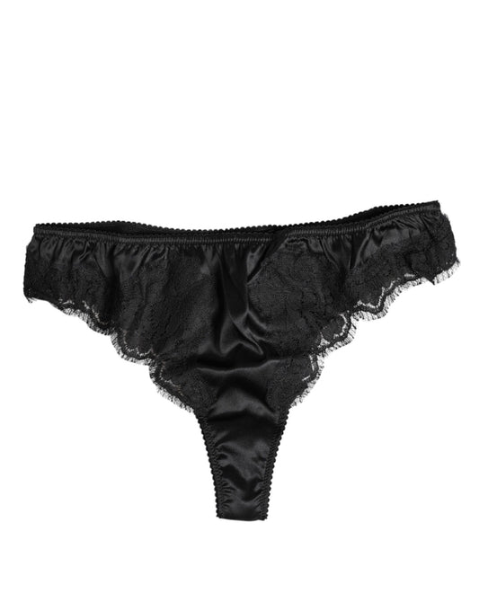 Dolce & Gabbana Black Silk Lace Stretch Bikini Panty Underwear – IT3 | M par Dolce & Gabbana | Disponible sur Sandy Store ByNet