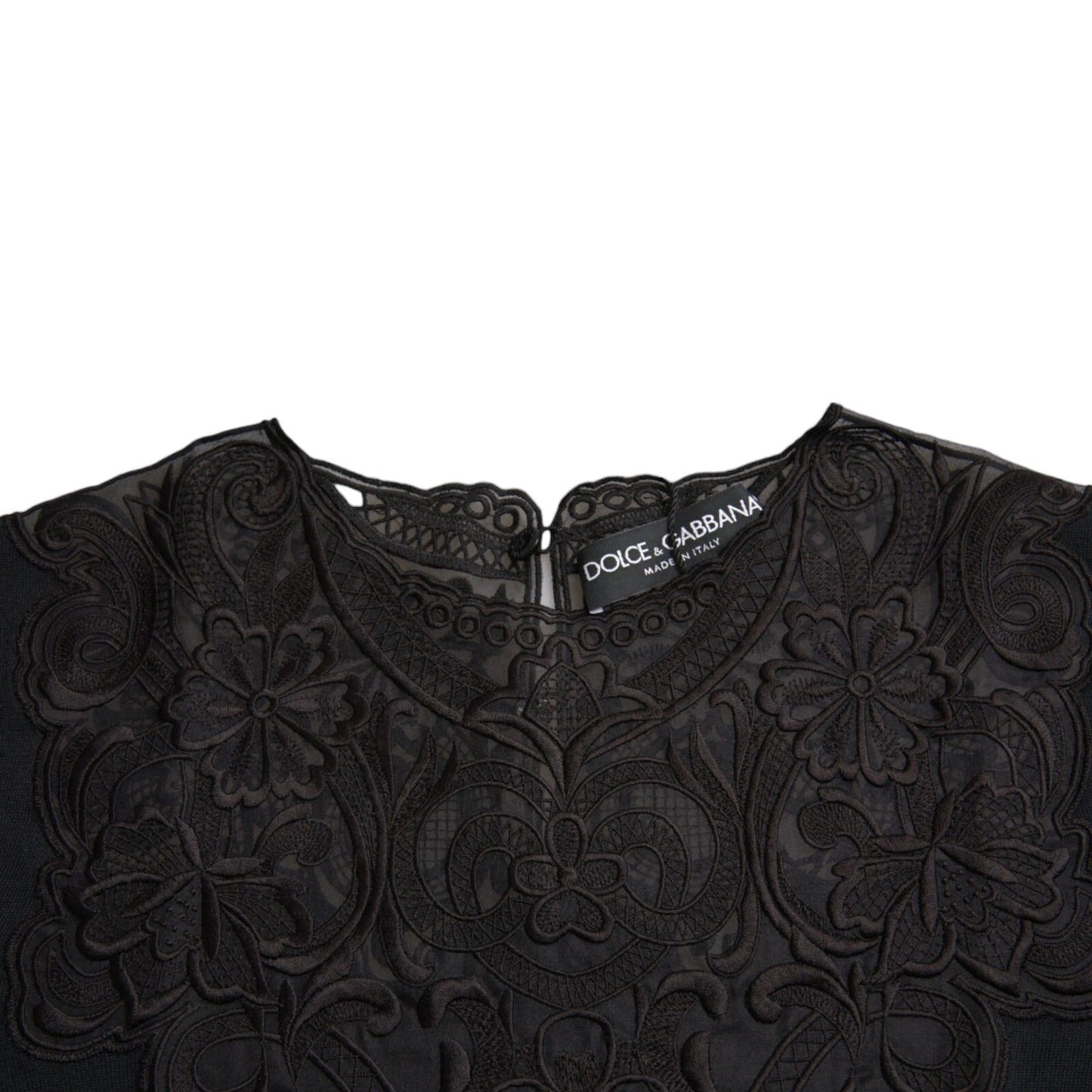 Dolce & Gabbana Black Silk Lace Trim Long Sleeves Blouse Top – IT40|S par Dolce & Gabbana | Disponible sur Sandy Store ByNet
