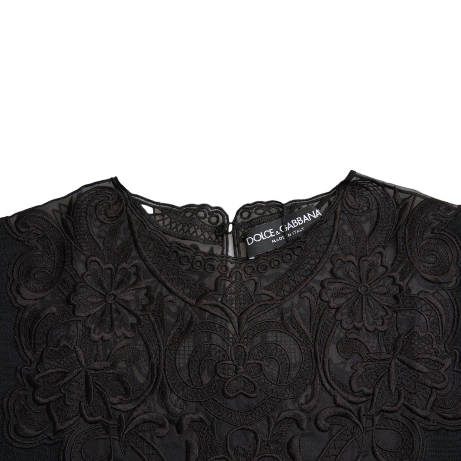Dolce & Gabbana Black Silk Lace Trim Long Sleeves Blouse Top – IT40|S par Dolce & Gabbana | Disponible sur Sandy Store ByNet