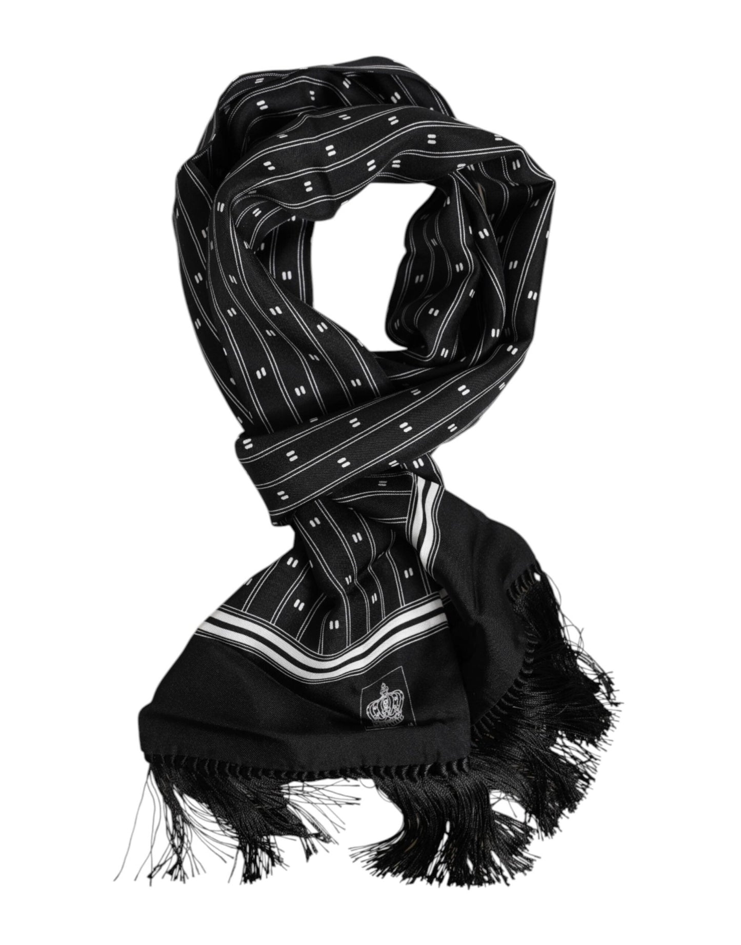 Dolce & Gabbana Black Silk Printed Fringes Men Foulard Scarf – par Dolce & Gabbana | Disponible sur Sandy Store ByNet