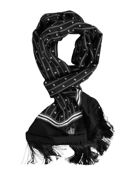 Dolce & Gabbana Black Silk Printed Fringes Men Foulard Scarf – par Dolce & Gabbana | Disponible sur Sandy Store ByNet