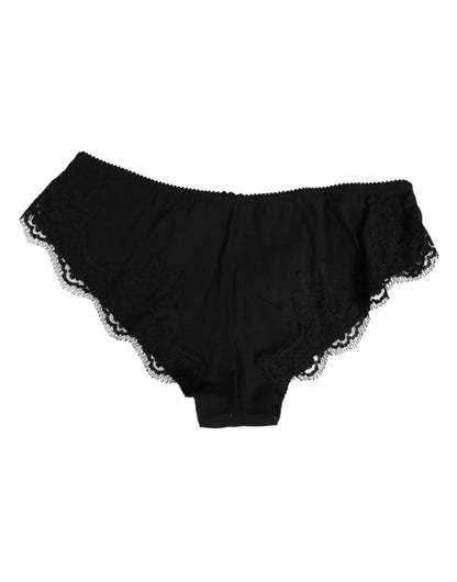Dolce & Gabbana Black Silk Satin Floral Lace Panty Brief Underwear – IT1 | XS par Dolce & Gabbana | Disponible sur Sandy Store ByNet
