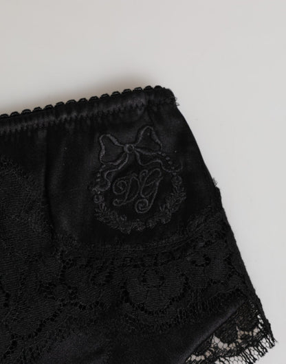 Dolce & Gabbana Black Silk Satin Floral Lace Panty Brief Underwear – IT2 | S par Dolce & Gabbana | Disponible sur Sandy Store ByNet