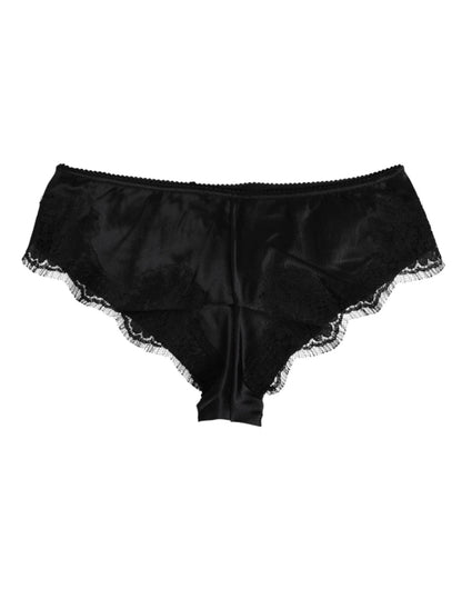 Dolce & Gabbana Black Silk Satin Floral Lace Panty Brief Underwear – IT2 | S par Dolce & Gabbana | Disponible sur Sandy Store ByNet