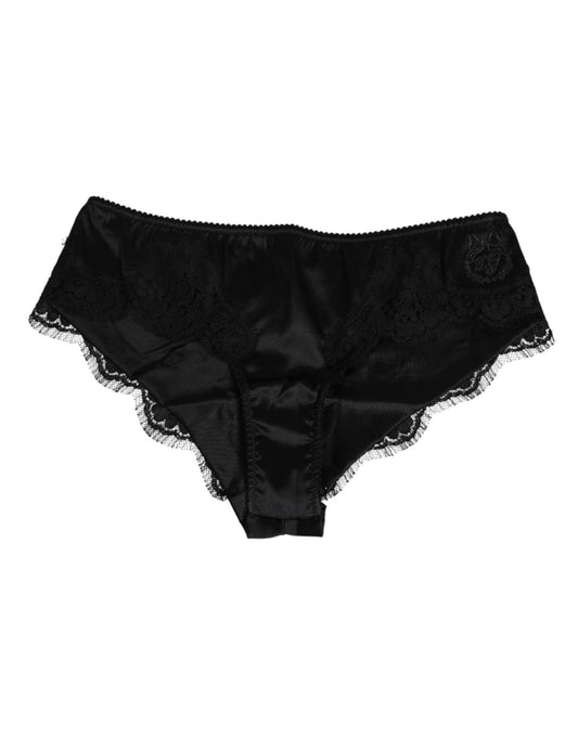 Dolce & Gabbana Black Silk Satin Floral Lace Panty Brief Underwear – IT2 | S par Dolce & Gabbana | Disponible sur Sandy Store ByNet
