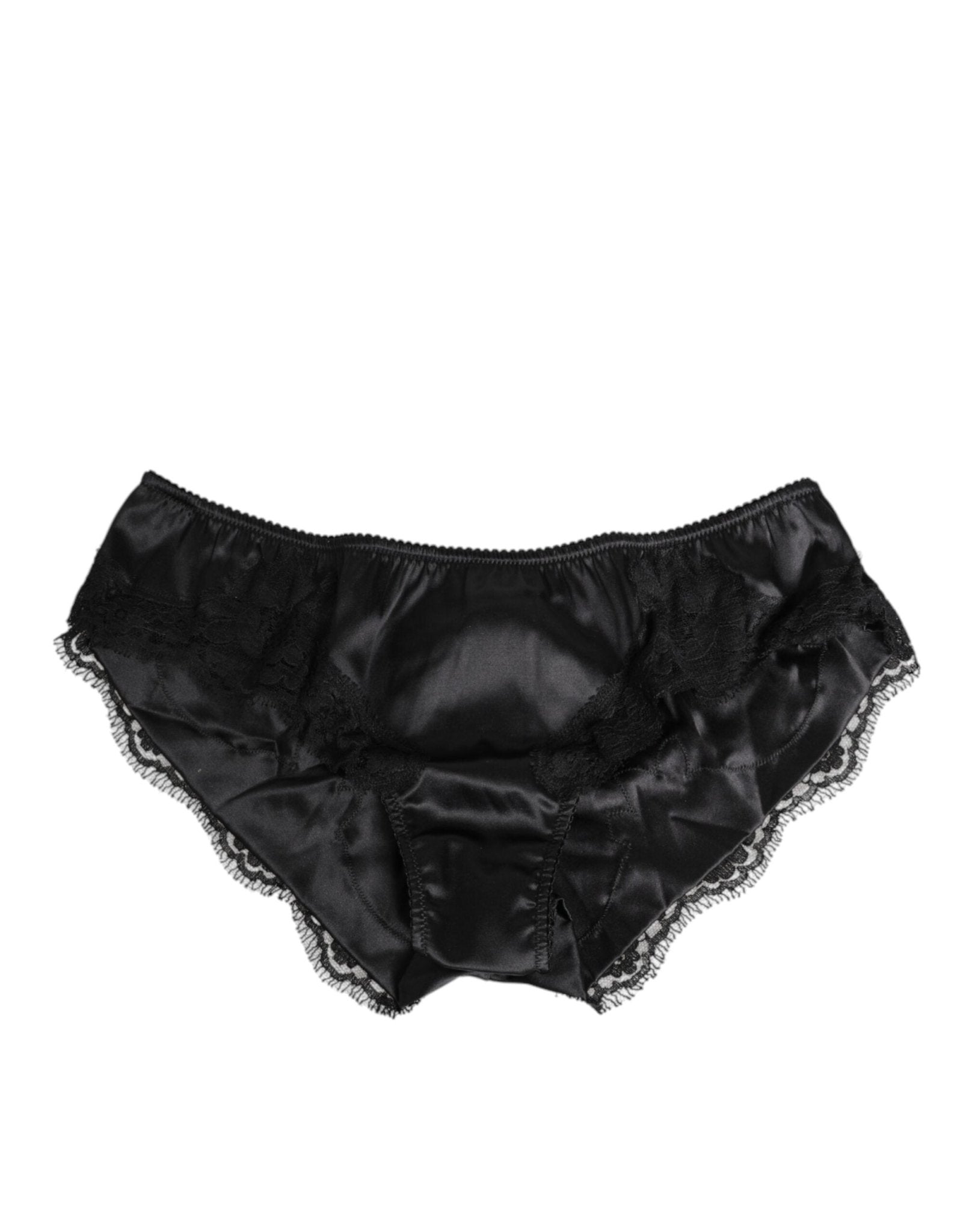 Dolce & Gabbana Black Silk Satin Lace Trim Panty Underwear – IT2 | S par Dolce & Gabbana | Disponible sur Sandy Store ByNet