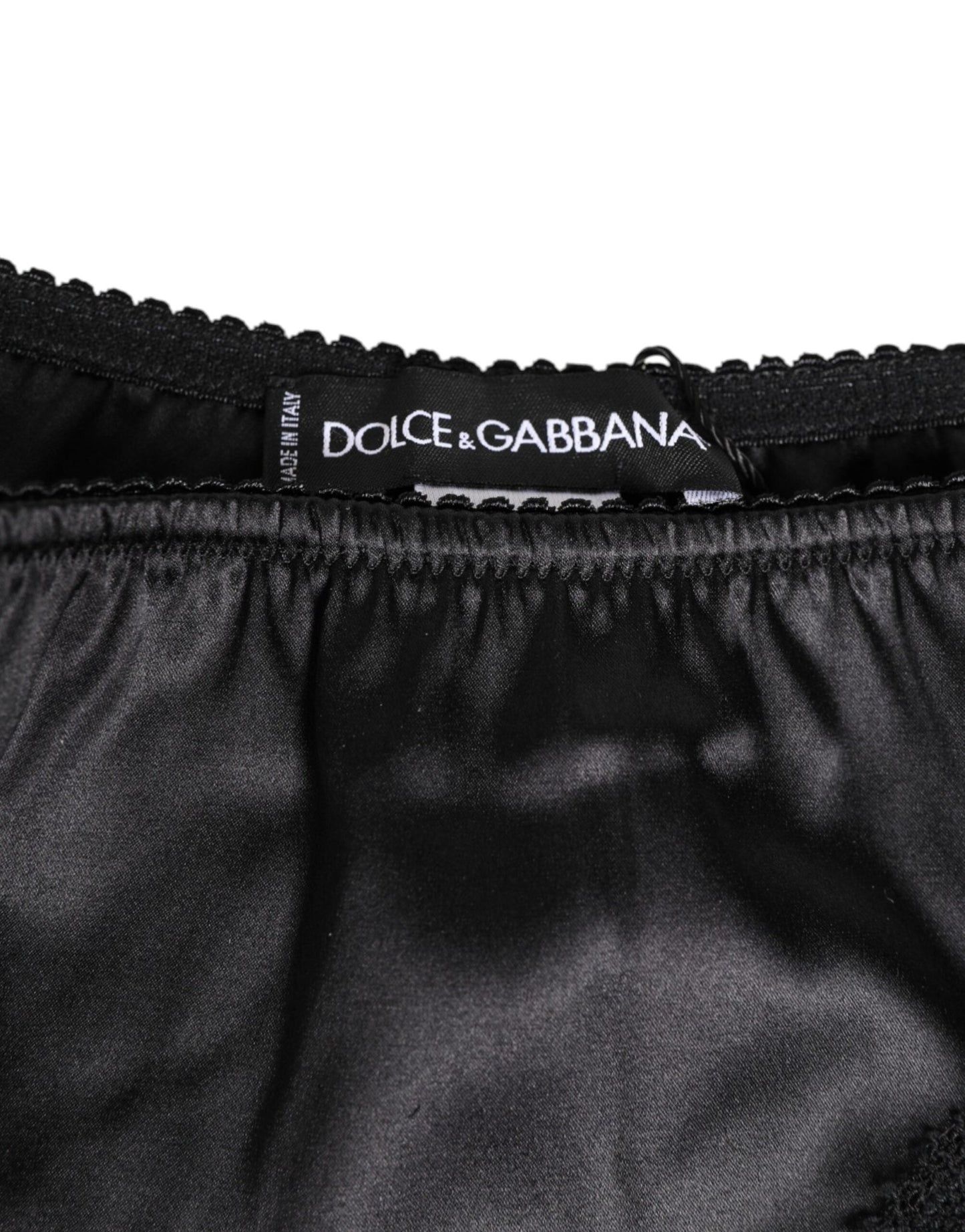 Dolce & Gabbana Black Silk Satin Lace Trim Panty Underwear – IT2 | S par Dolce & Gabbana | Disponible sur Sandy Store ByNet