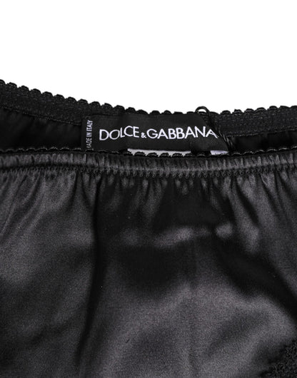 Dolce & Gabbana Black Silk Satin Lace Trim Panty Underwear – IT2 | S par Dolce & Gabbana | Disponible sur Sandy Store ByNet