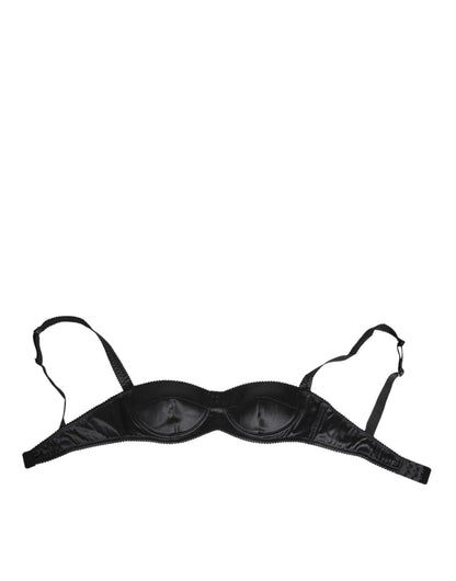 Dolce & Gabbana Black Silk Satin Wireless Lingerie Bra Underwear – IT1 | XS par Dolce & Gabbana | Disponible sur Sandy Store ByNet