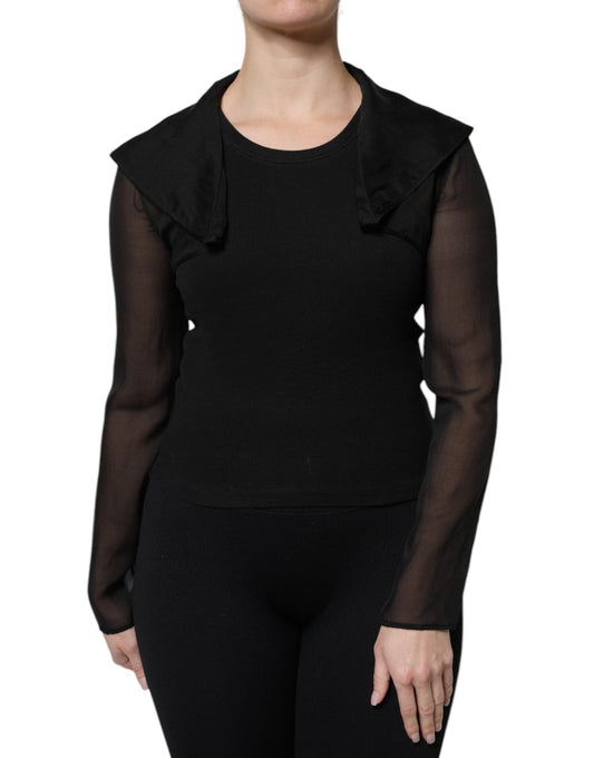 Dolce & Gabbana Black Silk Sheer Long Sleeves Blouse Top - Sandy Store ByNet