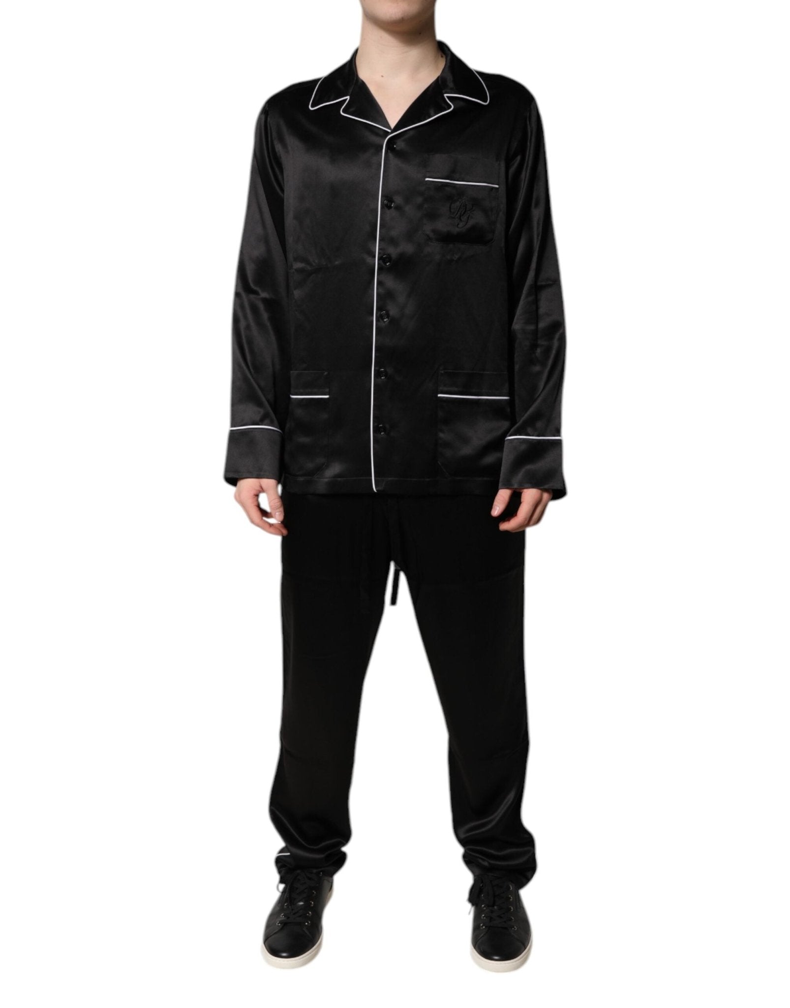 Dolce & Gabbana Black Silk Shirt Pants Pajama Set Sleepwear – IT38 | XS par Dolce & Gabbana | Disponible sur Sandy Store ByNet