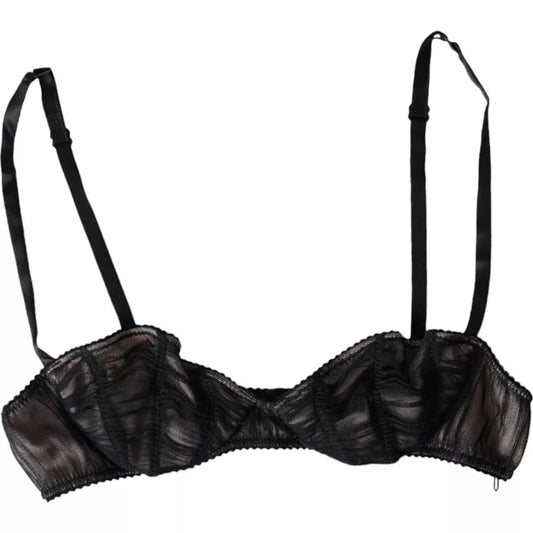 Dolce & Gabbana Black Silk Stretch Women Balconcino Bra Underwear - Sandy Store ByNet