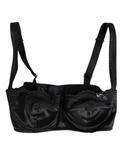 Dolce & Gabbana Black Silk Underwired Balconette Bra Underwear – IT4 | L par Dolce & Gabbana | Disponible sur Sandy Store ByNet
