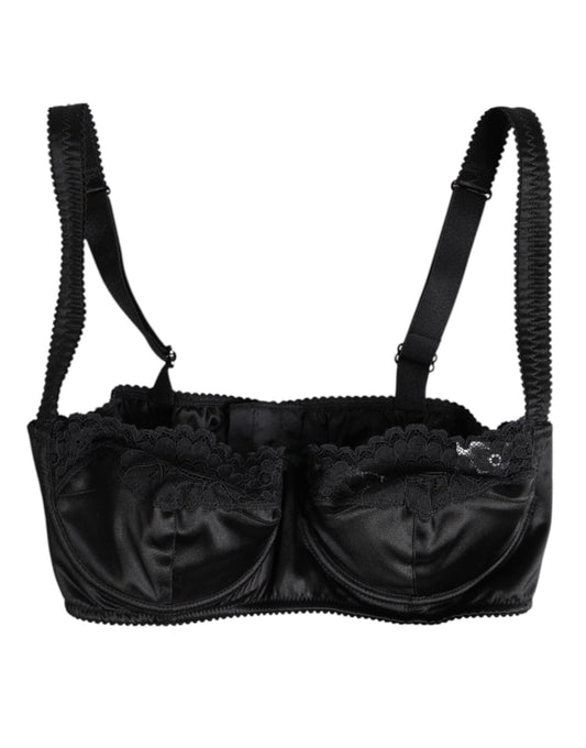 Dolce & Gabbana Black Silk Underwired Balconette Bra Underwear – IT4 | L par Dolce & Gabbana | Disponible sur Sandy Store ByNet