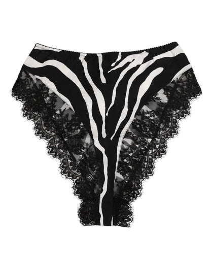 Dolce & Gabbana Black Silk Zebra Print Lace High Waist Underwear – IT2 | S par Dolce & Gabbana | Disponible sur Sandy Store ByNet