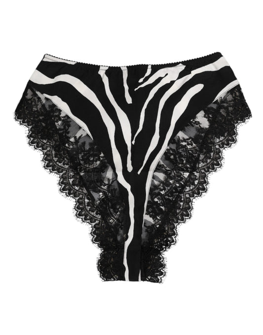 Dolce & Gabbana Black Silk Zebra Print Lace High Waist Underwear – IT2 | S par Dolce & Gabbana | Disponible sur Sandy Store ByNet