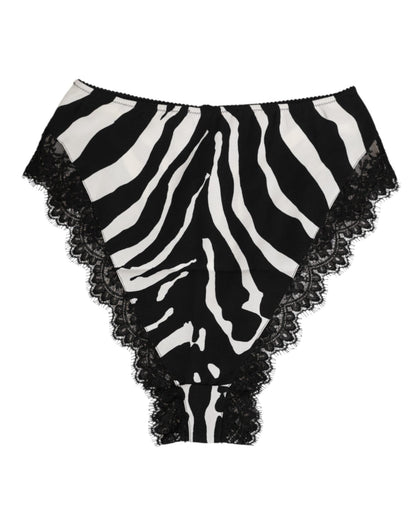 Dolce & Gabbana Black Silk Zebra Print Lace High Waist Underwear – IT2 | S par Dolce & Gabbana | Disponible sur Sandy Store ByNet