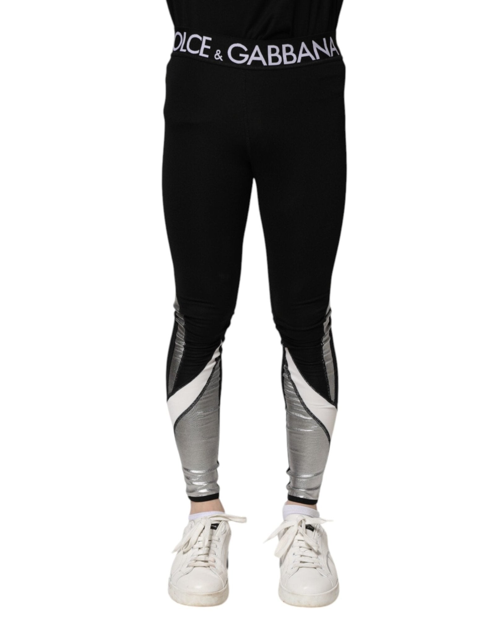 Dolce & Gabbana Black Silver Nylon Skinny Men Leggings Pants – IT44 | XS par Dolce & Gabbana | Disponible sur Sandy Store ByNet
