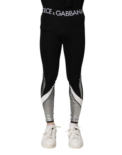 Dolce & Gabbana Black Silver Nylon Skinny Men Leggings Pants – IT44 | XS par Dolce & Gabbana | Disponible sur Sandy Store ByNet
