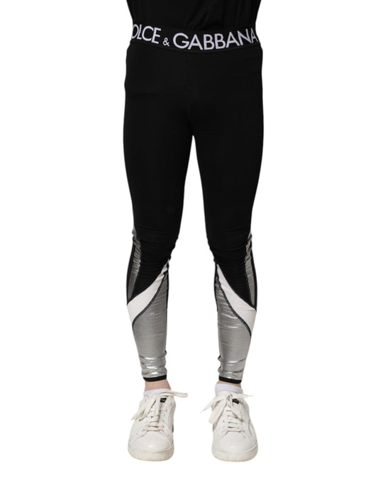 Dolce & Gabbana Black Silver Nylon Skinny Men Leggings Pants – IT44 | XS par Dolce & Gabbana | Disponible sur Sandy Store ByNet