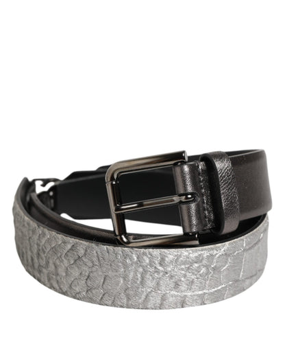 Dolce & Gabbana Black Silver Pebbled Texture Leather Buckle Men Belt – 85 cm / 34 Inches par Dolce & Gabbana | Disponible sur Sandy Store ByNet