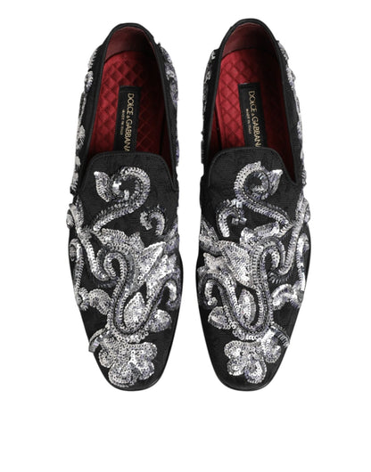 Dolce & Gabbana Black Silver Sequined Loafers Men Dress Shoes – EU44/US11 par Dolce & Gabbana | Disponible sur Sandy Store ByNet