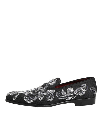 Dolce & Gabbana Black Silver Sequined Loafers Men Dress Shoes – EU44/US11 par Dolce & Gabbana | Disponible sur Sandy Store ByNet