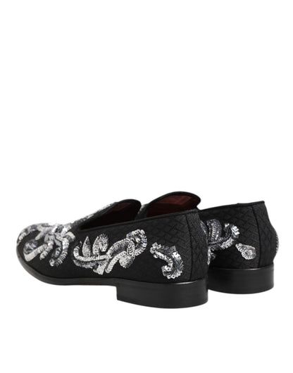 Dolce & Gabbana Black Silver Sequined Loafers Men Dress Shoes – EU44/US11 par Dolce & Gabbana | Disponible sur Sandy Store ByNet