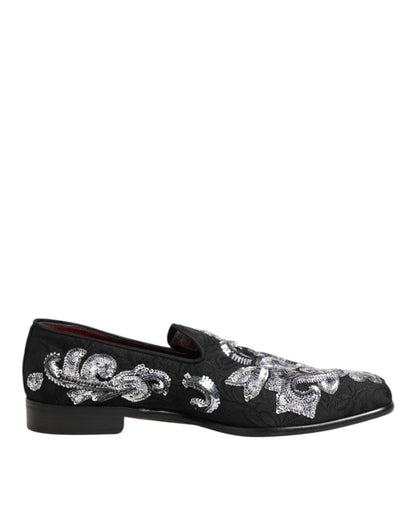 Dolce & Gabbana Black Silver Sequined Loafers Men Dress Shoes – EU44/US11 par Dolce & Gabbana | Disponible sur Sandy Store ByNet