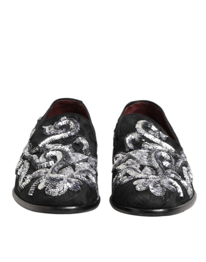 Dolce & Gabbana Black Silver Sequined Loafers Men Dress Shoes – EU44/US11 par Dolce & Gabbana | Disponible sur Sandy Store ByNet