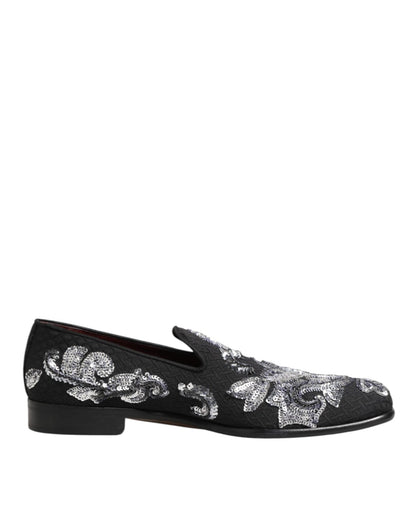 Dolce & Gabbana Black Silver Sequined Loafers Men Dress Shoes – EU44/US11 par Dolce & Gabbana | Disponible sur Sandy Store ByNet
