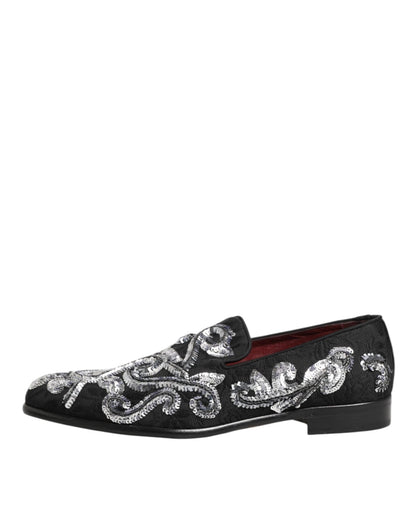 Dolce & Gabbana Black Silver Sequined Loafers Men Dress Shoes – EU44/US11 par Dolce & Gabbana | Disponible sur Sandy Store ByNet