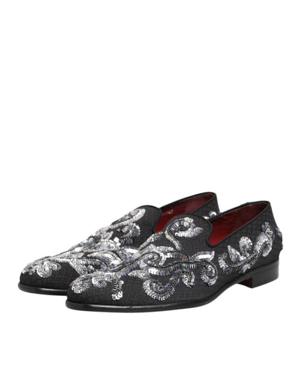 Dolce & Gabbana Black Silver Sequined Loafers Men Dress Shoes – EU44/US11 par Dolce & Gabbana | Disponible sur Sandy Store ByNet