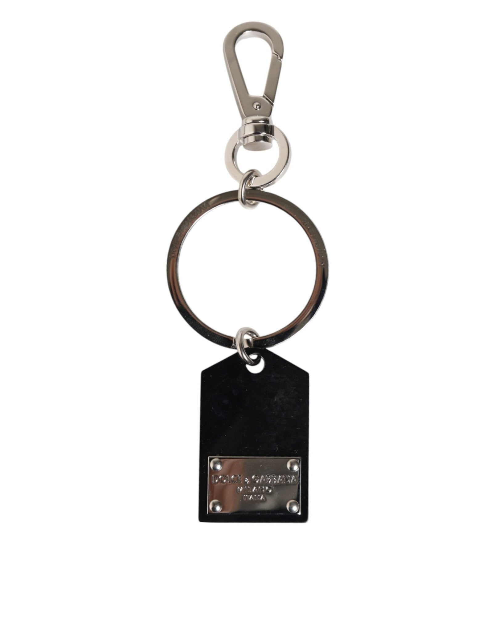 Dolce & Gabbana Black Sint Glass Plaque DG Logo Metal PlateKeychain Keyring – par Dolce & Gabbana | Disponible sur Sandy Store ByNet