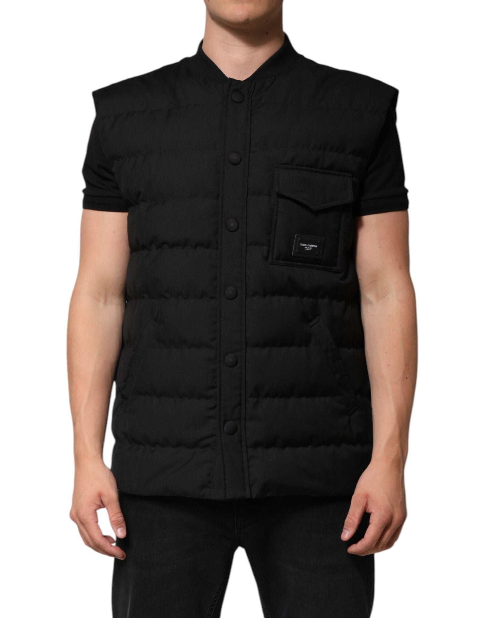 Dolce & Gabbana Black Sleeveless Parka Logo Plaque Jacket – IT48 | M par Dolce & Gabbana | Disponible sur Sandy Store ByNet