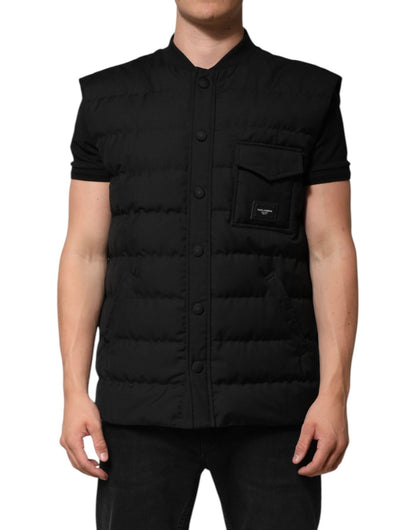 Dolce & Gabbana Black Sleeveless Parka Logo Plaque Jacket – IT48 | M par Dolce & Gabbana | Disponible sur Sandy Store ByNet