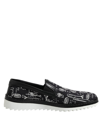Dolce & Gabbana Black Slip On Printed Men Loafers Shoes – EU42.5/US9.5 par Dolce & Gabbana | Disponible sur Sandy Store ByNet