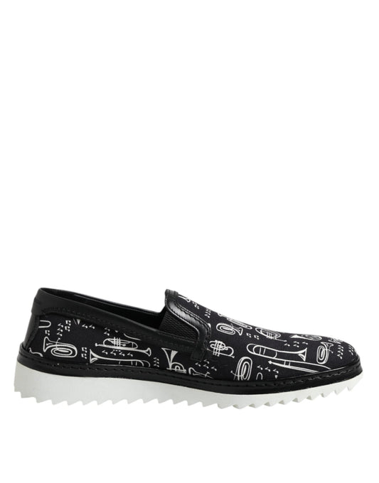 Dolce & Gabbana Black Slip On Printed Men Loafers Shoes – EU42.5/US9.5 par Dolce & Gabbana | Disponible sur Sandy Store ByNet