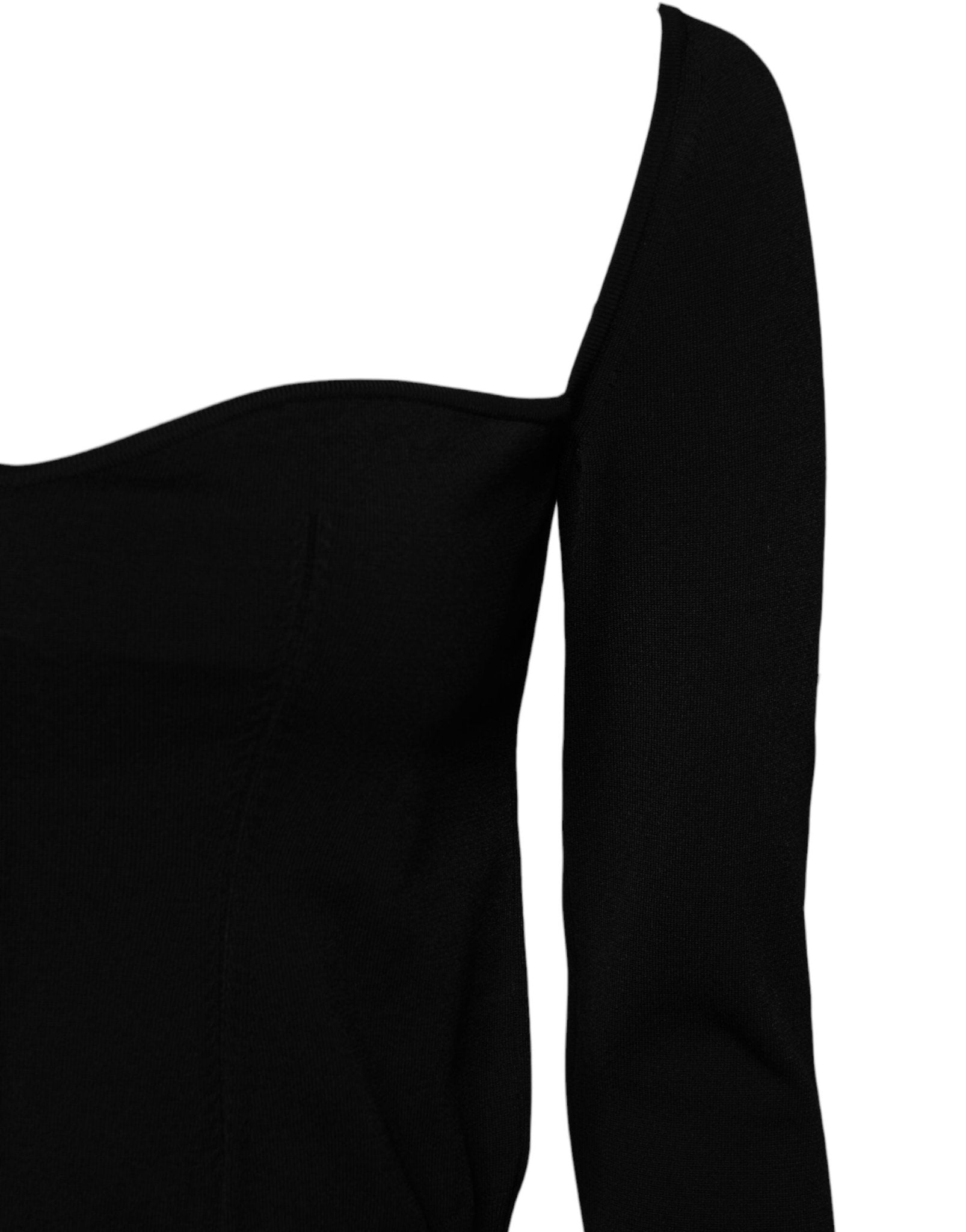 Dolce & Gabbana Black Square Neckline Long Sleeves Sweater - Sandy Store ByNet