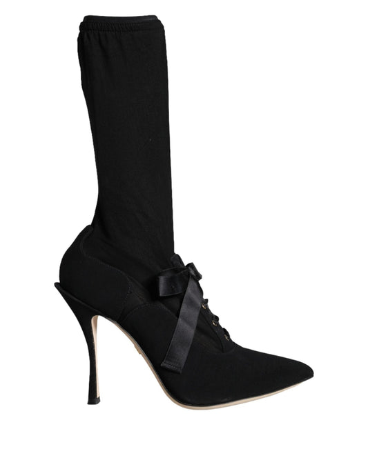 Dolce & Gabbana Black Stiletto Heels Mid Calf Boots Shoes - Sandy Store ByNet