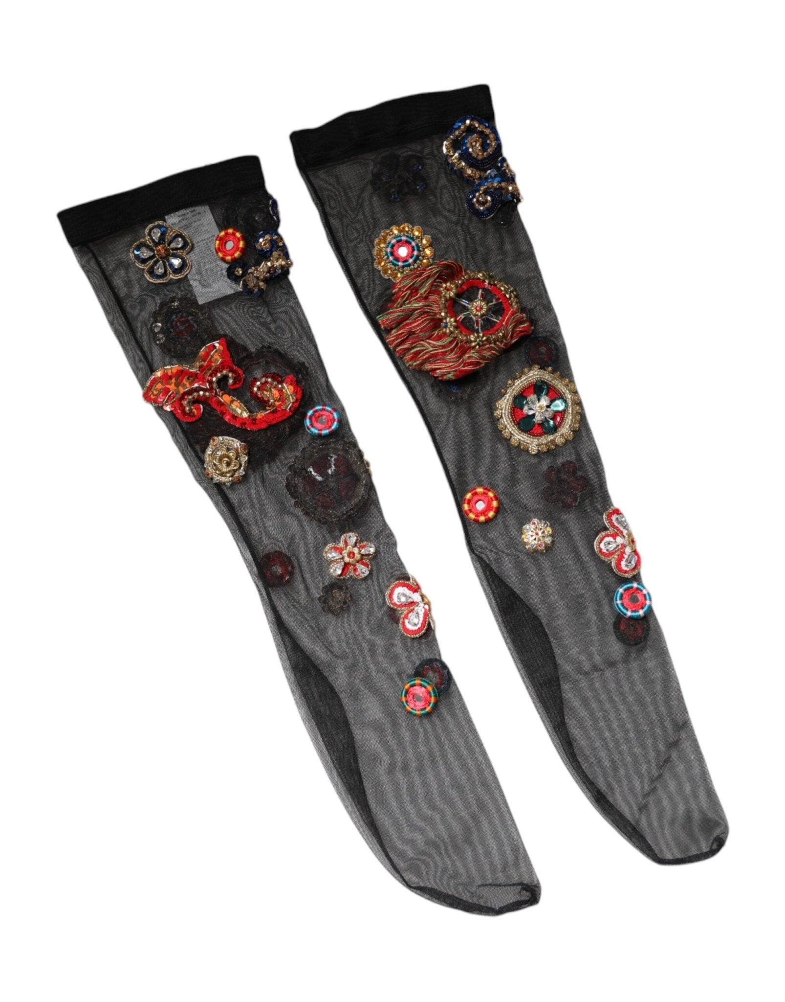 Dolce & Gabbana Black Stretch Carretto Crystal Stockings Socks – M par Dolce & Gabbana | Disponible sur Sandy Store ByNet
