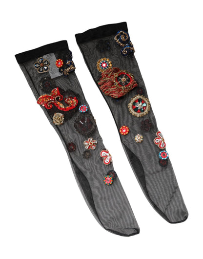 Dolce & Gabbana Black Stretch Carretto Crystal Stockings Socks – M par Dolce & Gabbana | Disponible sur Sandy Store ByNet