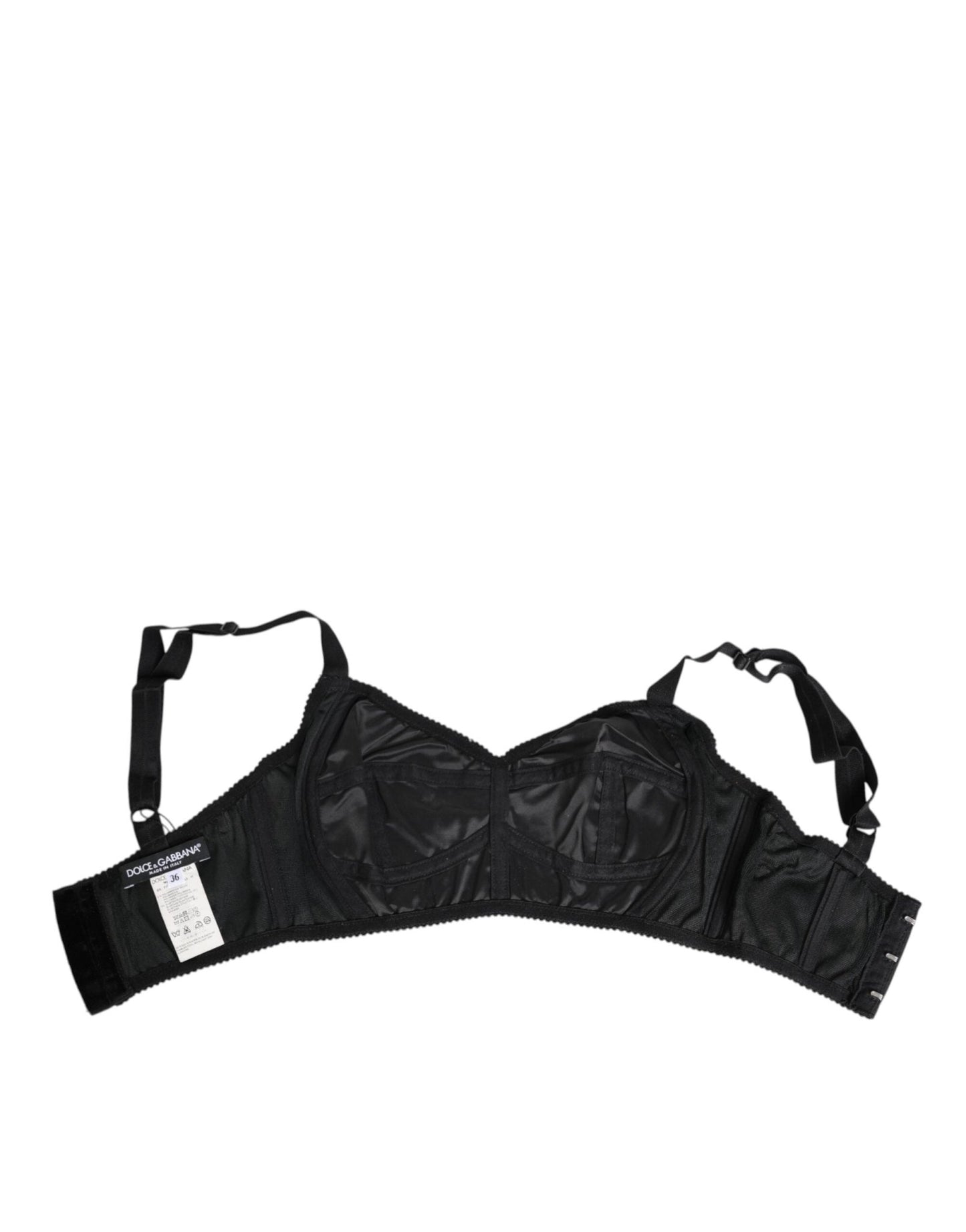 Dolce & Gabbana Black Stretch Nylon Bustier Bra Underwear – IT36 | XS par Dolce & Gabbana | Disponible sur Sandy Store ByNet