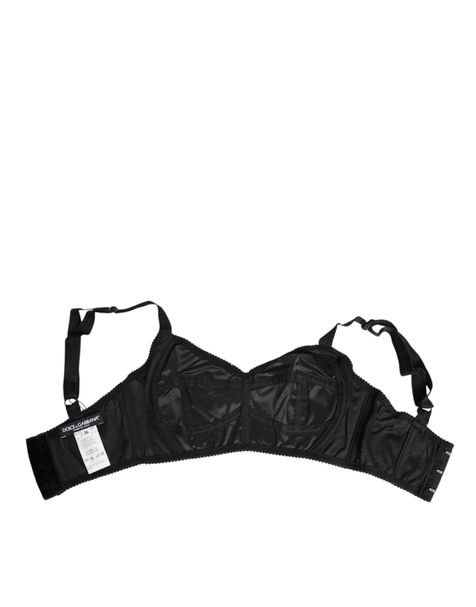 Dolce & Gabbana Black Stretch Nylon Bustier Bra Underwear – IT36 | XS par Dolce & Gabbana | Disponible sur Sandy Store ByNet