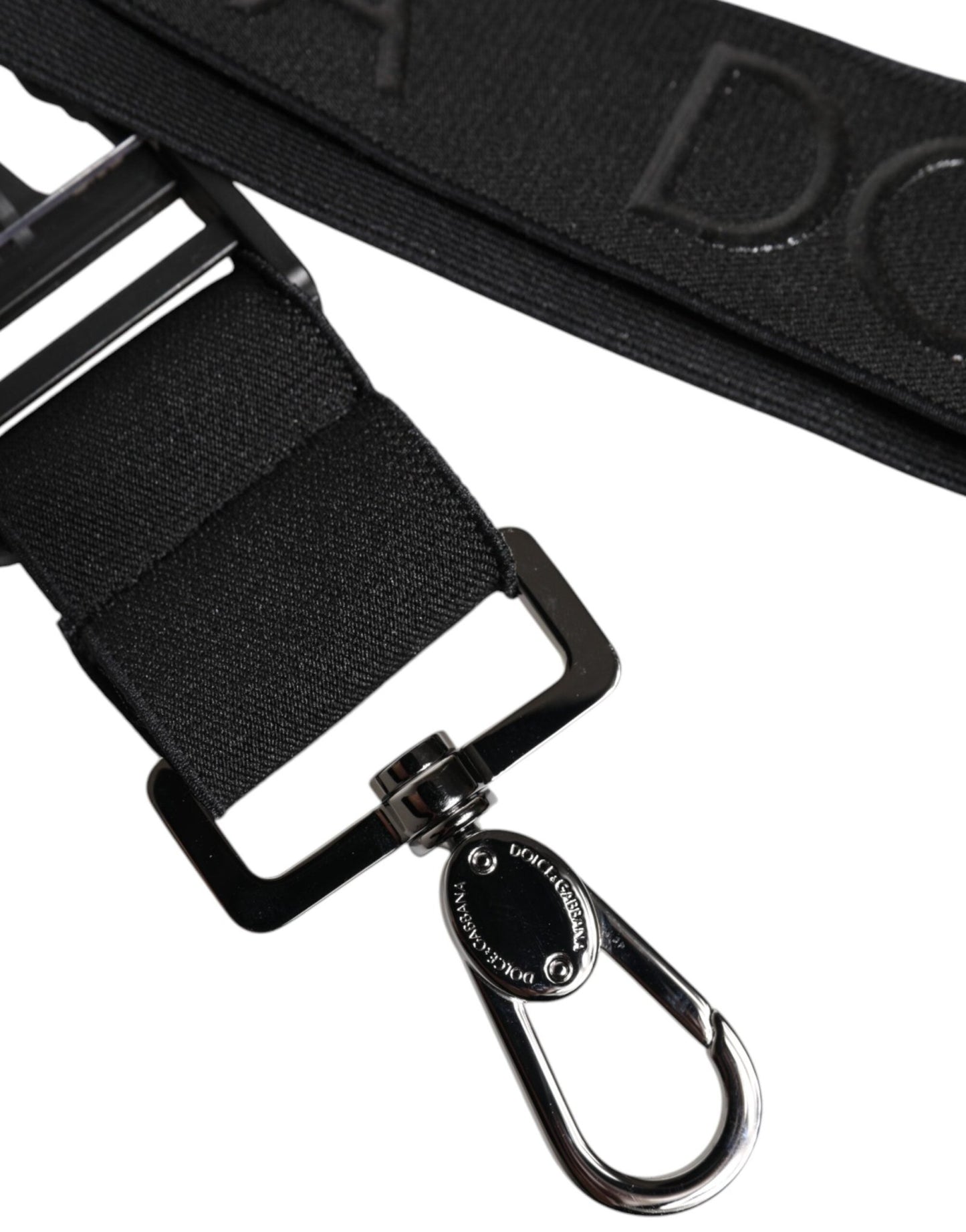 Dolce & Gabbana Black Stretch Polyester Rubberised DG Logo Keychain - Sandy Store ByNet