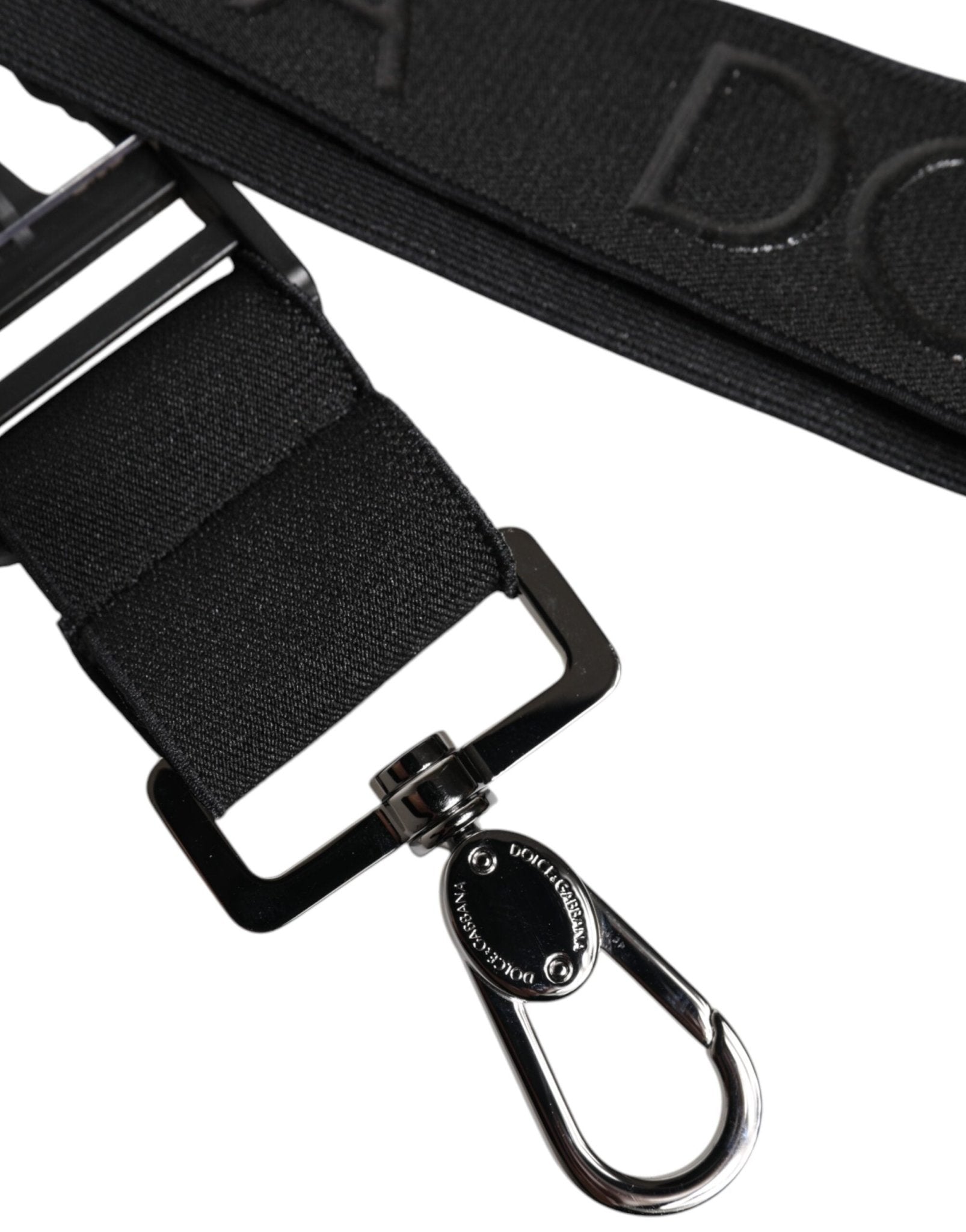 Dolce & Gabbana Black Stretch Polyester Rubberised DG Logo Keychain - Sandy Store ByNet