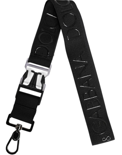 Dolce & Gabbana Black Stretch Polyester Rubberised DG Logo Keychain - Sandy Store ByNet